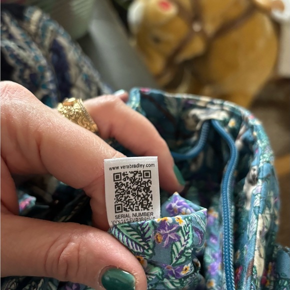 Vera Bradley Teal Quilted Tote with Sloth & Floral Print - Picture 5 of 5